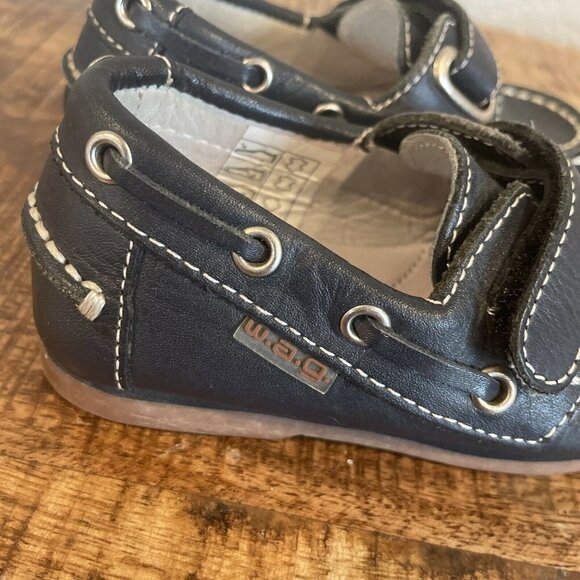 marine wag kids shoes loafers Size 23 US 7 Blue  Leather Hook Loop Dress - Picture 7 of 10